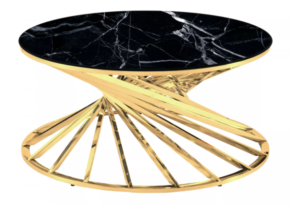 TABLE BASSE NAUTILUS GOLD MARBRE NOIR 80 CM