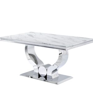 TABLE REPAS TROFY MARBRE BLANC 150x90x75 cm