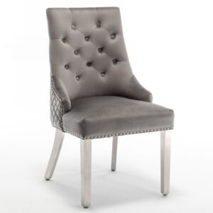 CHAISE CLOUTE MATELASSE VELOURS ANTHRACITE (SHOWROOM DERNIERE PIECE)