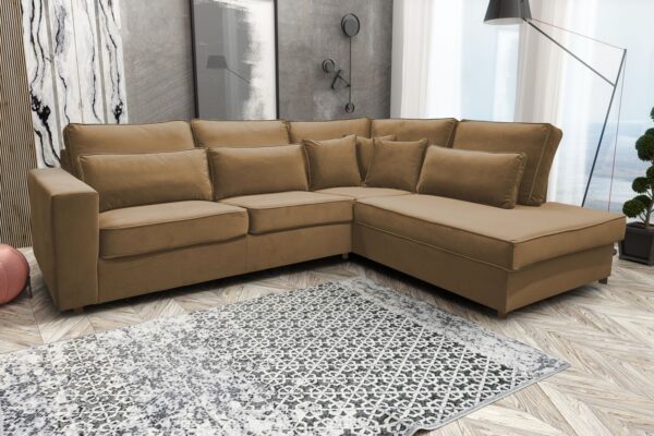 CANAPE D'ANGLE BRISTOL ANGLE DROIT OLD VELOURS TAUPE 316x230cm