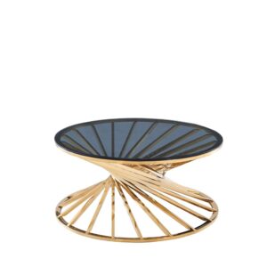 TABLE BASSE NAUTILUS GOLD VERRE FUMEE D 90 cm