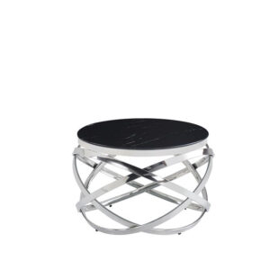 Table Basse EVOL structure chrome et plateau en verre D 60cm