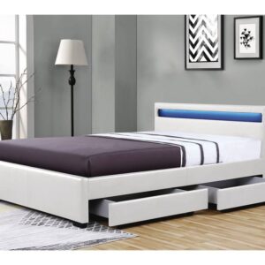 Lit adulte 160x200 cm TIROIRS et LED sommier inclus
