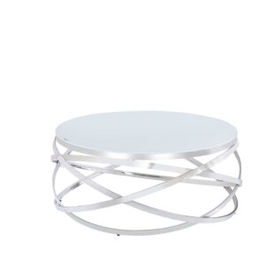 Table Basse EVOL structure chrome et plateau en verre D 90cm