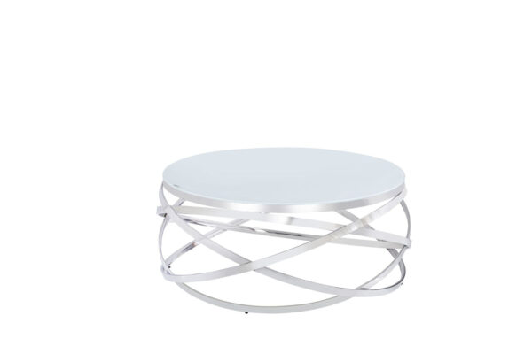 Table Basse EVOL structure chrome et plateau en verre D 90cm