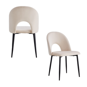 Lot de chaises TEDDY métal noir velours