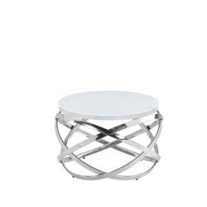 Table Basse EVOL structure chrome et plateau en verre D 60cm