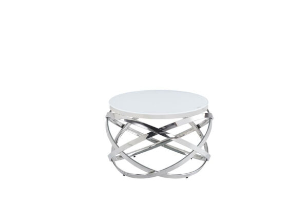 Table Basse EVOL structure chrome et plateau en verre D 60cm